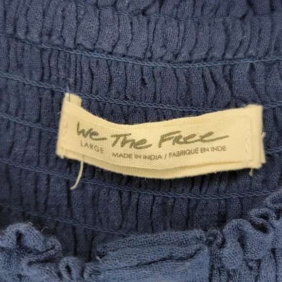 We The Free/Free People Cold Shoulder Mid Sleeve Top, Women's Large, Blue - Picture 3 of 4